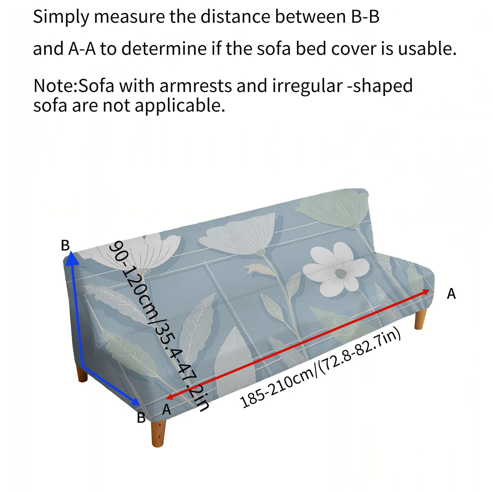 Morandi blue plaid flower sofa bedspread, elastic armless sofa cover, dust-proof and non-slip furniture protective cover