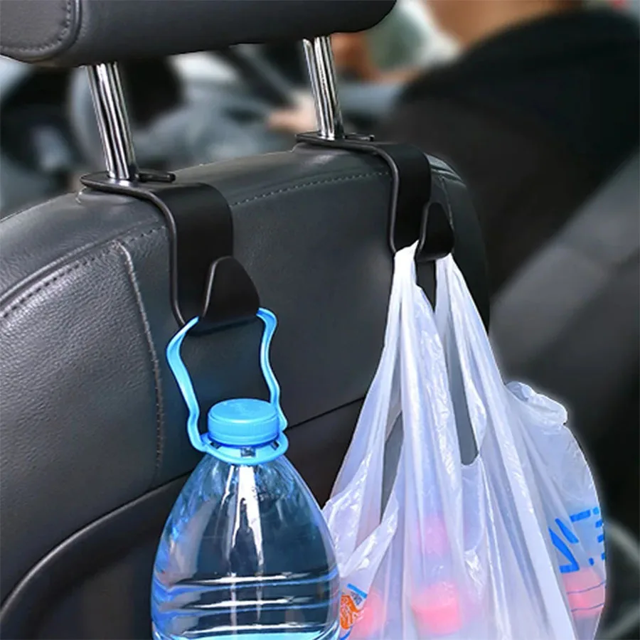 URAQT Car Seat Hooks, 4-Pack Rear Seat Hooks, Headrest Hooks, Black Multi-Functional Automotive Accessories, Suitable for Bags,