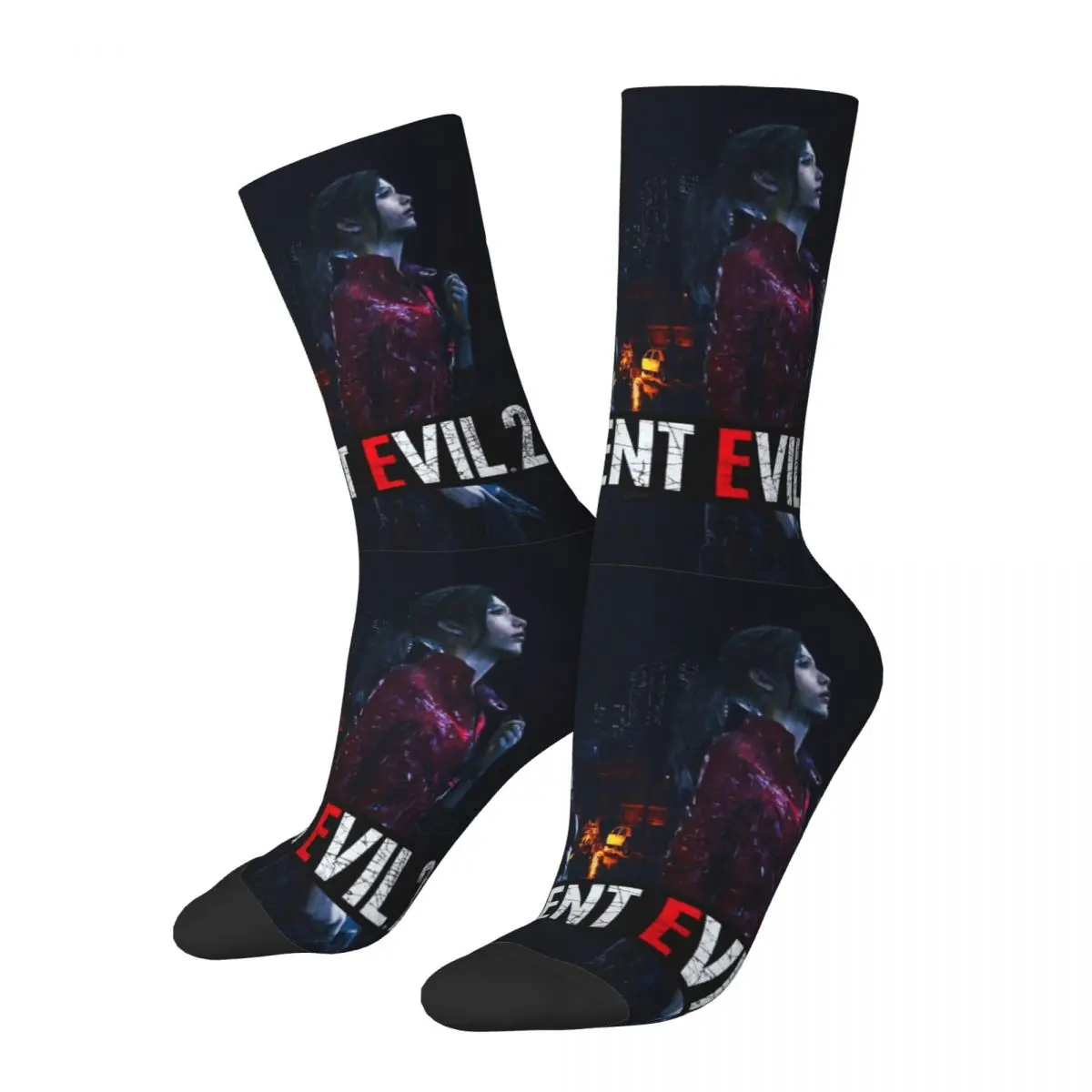 New Men's Socks Residents Evils Remake Sock Polyester Leon Kennedy and Claire Redfield Skateboard Women Socks Spring Winter