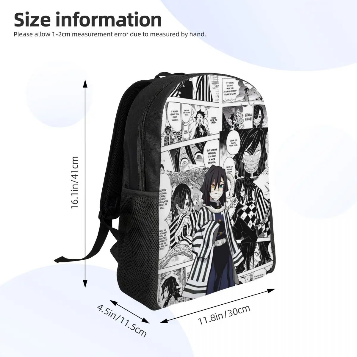 Demon Slayer Iguro Obanai Backpack Hot Sale Daypack Large Capacity Children BookBag School Bag Shoulder Bags for Men Women
