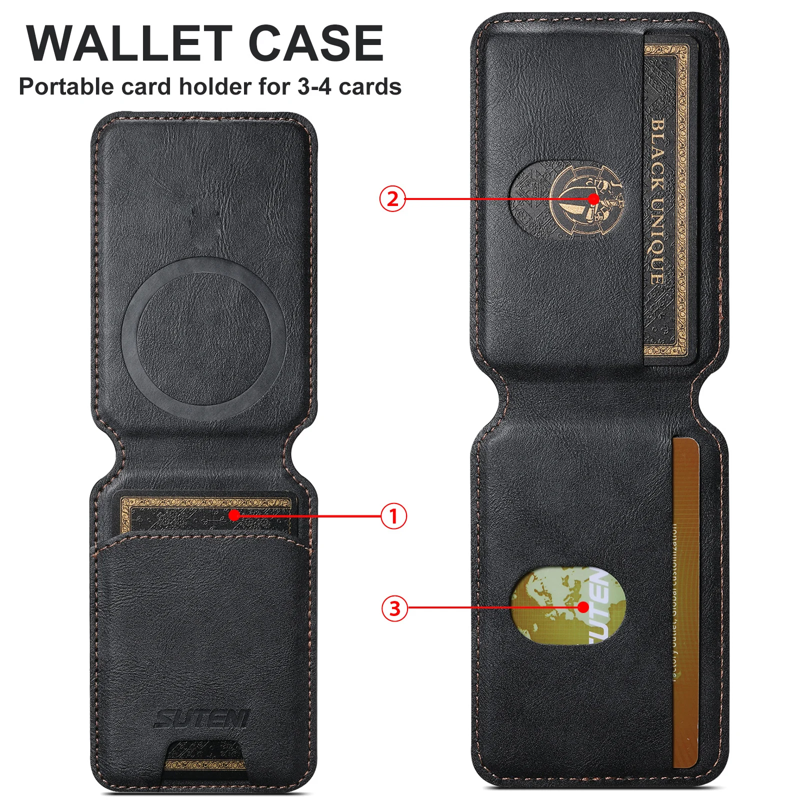 Luxury Leather Magnetic Cellphone Card Holder For IPhone 11 12 13 14 15 Pro Max Plus For Magsafe Phone Credit Card Wallet Case