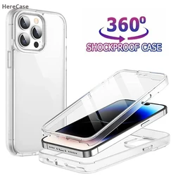 360 Full Cover Silicone Case For iPhone 16 15 14 Pro Max iPhone13 12 Mini 11 Pro iPhone X XR XS Max 8 7 6S Hybrid PC Hard Coque