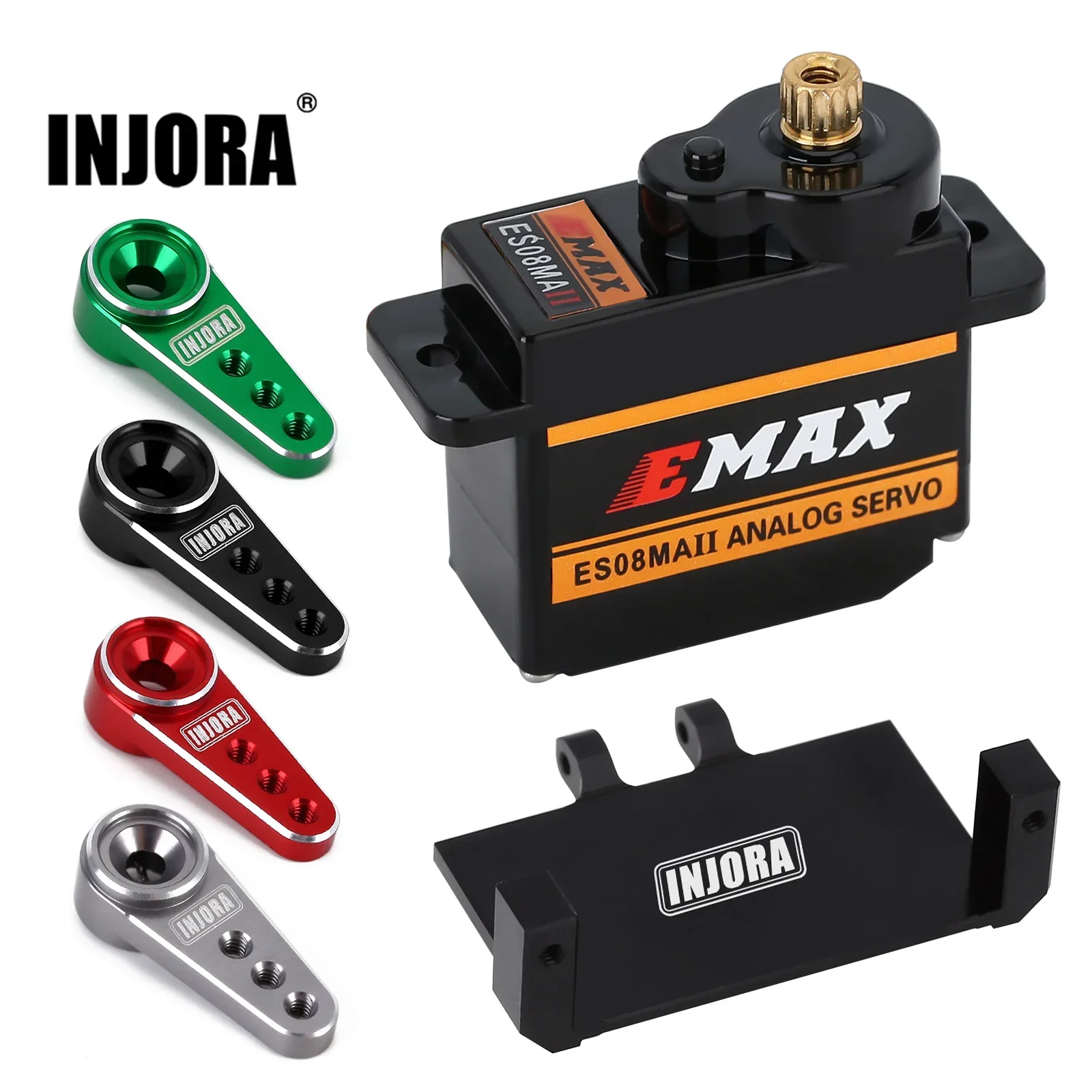 Injora emax es08ma ii 12g servo de engrenagem de metal analógico com montagem e buzina 15t para modelo de carro rc axial scx24 peças de atualização