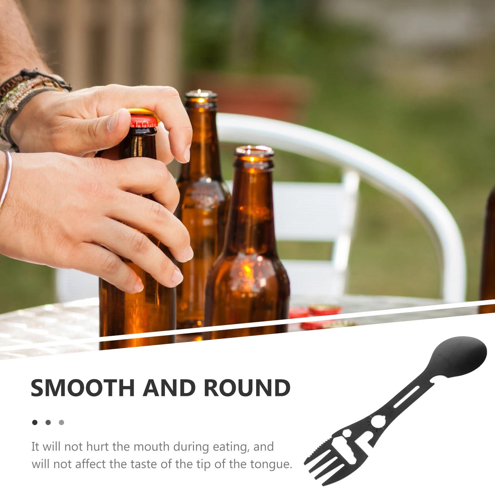 

2 Pcs Multifunctional Camping Tableware Eating Utensils Spoon Sporks Stainless Steel Fork