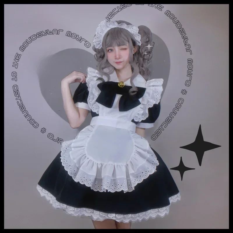 Anime Lolita Maid Uniform Women Plus Size Halloween Party Dress Student Black White Gothic Lolita Cat Girl Role Play Outfit 2023