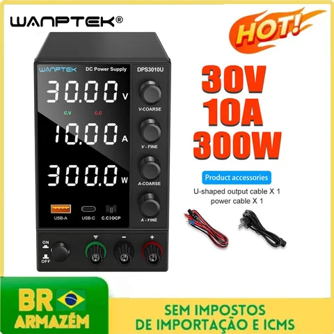 Wanptek 30v 10a dc fonte de alimentação ajustável dígito display fontes de alimentação de laboratório regulador de tensão 60v 5a 120v 3a reparação