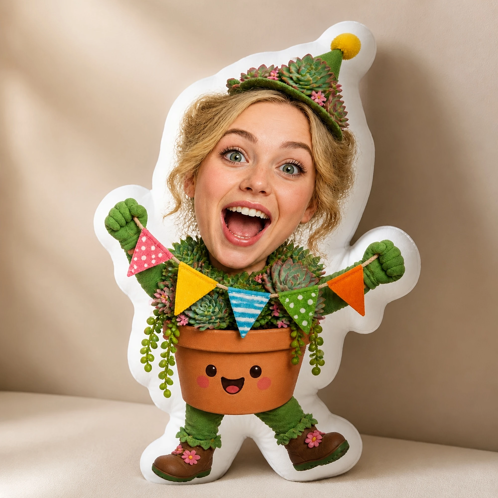 1pc [2D Flat] Custom Double Sided Printed Novelty Shaped Throw Pillow, Festive Garden Gnome Design for Sofa, Bed, Chair, and Coz