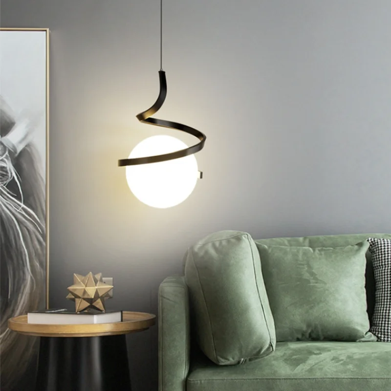 

Nordic Style Modern Simple Lighting Bedroom Bedside Bar Light Dining Room Lamp Background Wall Island Table Pendant Lamp Study