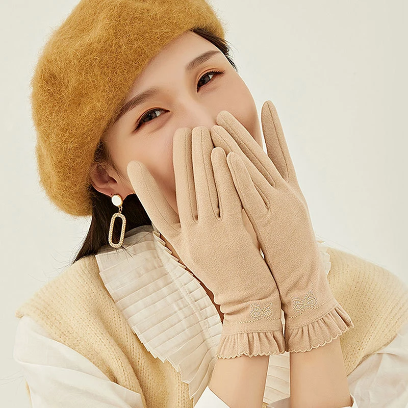 Winter Women Keep Warm Touch Screen Plush Fleece Fashion Gloves Outdoor cycling windproof and cold proof gloves image 2