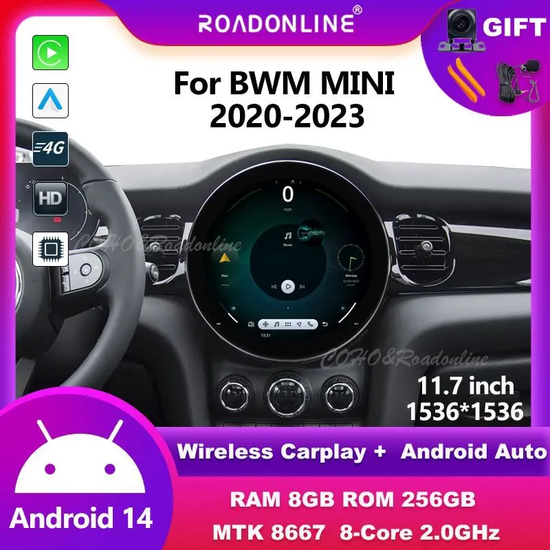 

11.7" Wireless CarPlay For BWM MINI 2020-2023 Android 14 8-Core 8G+256G Car Multimedia Player Stereo Receiver Radio