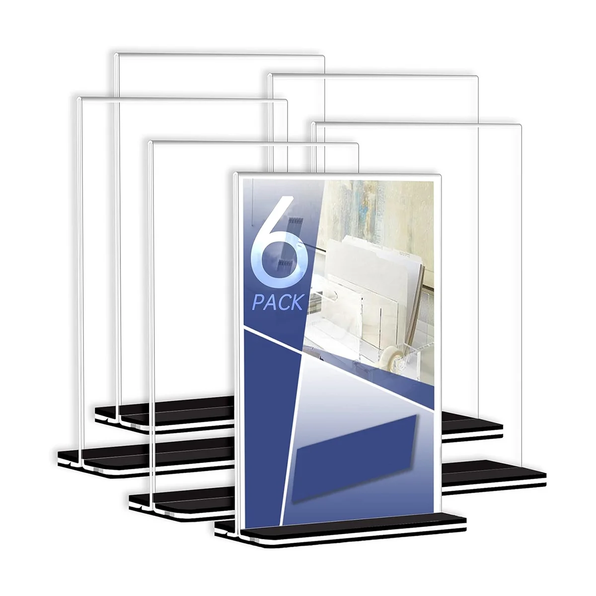 

Acrylic Sign Holder,8.5X11 Inches Plastic Sign Holder Paper Holder, 6 Pack T Shape Table Top Display Stand, Double Sided