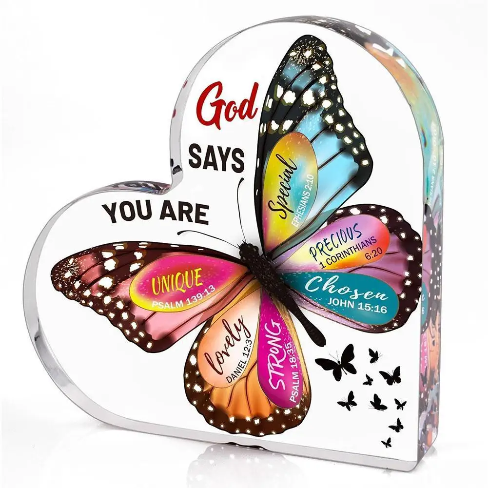 Butterfly Desk Decor Gifts For Women Faith Religious Spiritual Inspirational Bible Verse Gift  Heart-shaped Handcraft