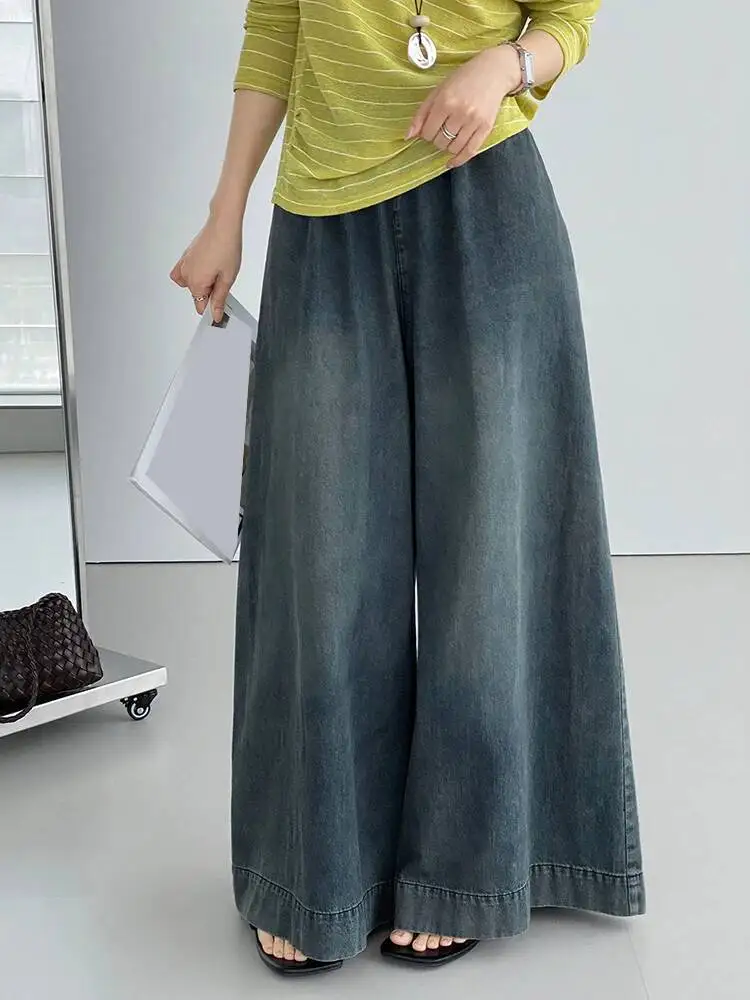 High Waist Blue Vintage Long Wide Leg Denim Jeans Pants New Trousers Women Fashion Tide Spring Autumn