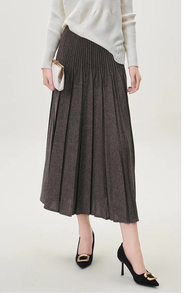 Nieuwe Herfst Winter Verdikte Elastische Taille Los Ontwerp Halflange Veelzijdige Driekwart Rok Halve Lengte A-lijn Rok