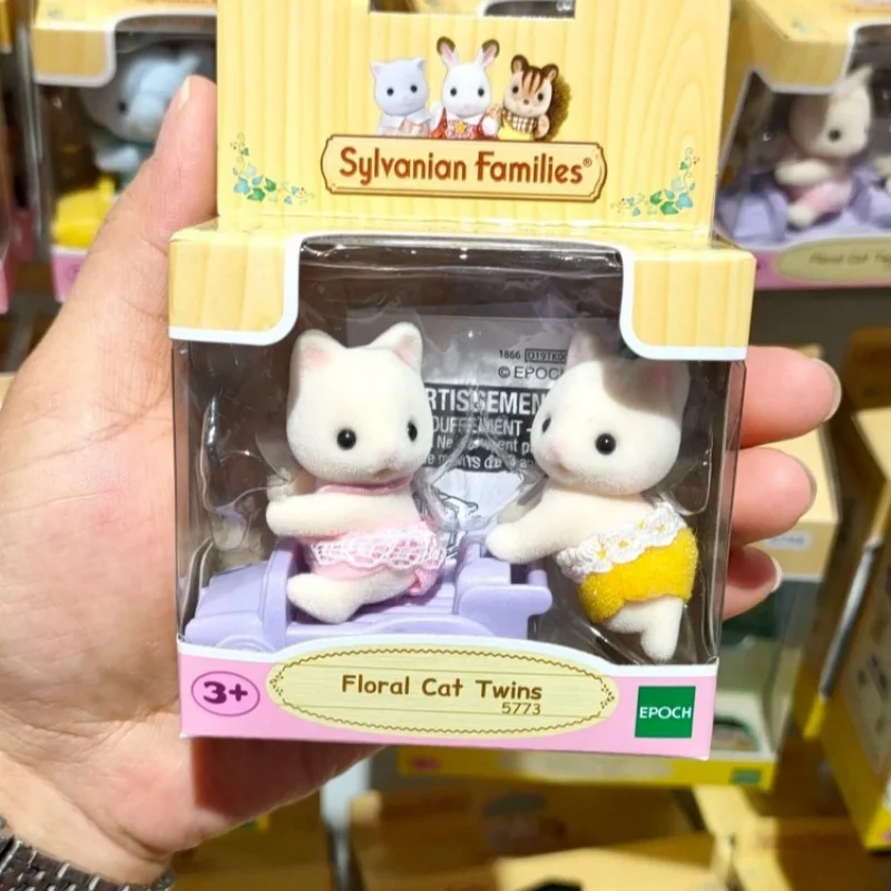 

Original Sylvanian Families Anime Girl Figures Calico Critters Furniture Set Floral Cat Twins Decoration Toys Gifts