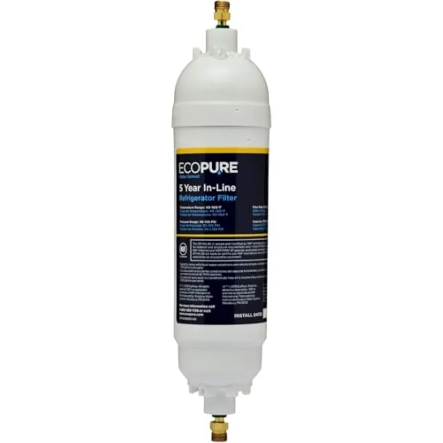 

EPINL30 5-Year In-Line Refrigerator Water Filter Universal Fit for Most Fridges Ice Makers RVs and Boats Reduces Chlorine Taste