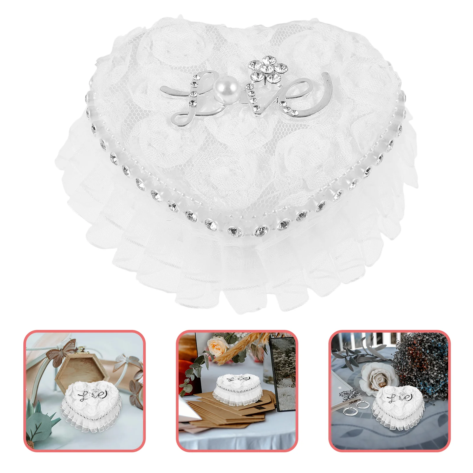 

Heart Pillow Box Bearer Pillow for Ceremony Heart Pillows Wedding Heart Shape Barrier Holder Portable