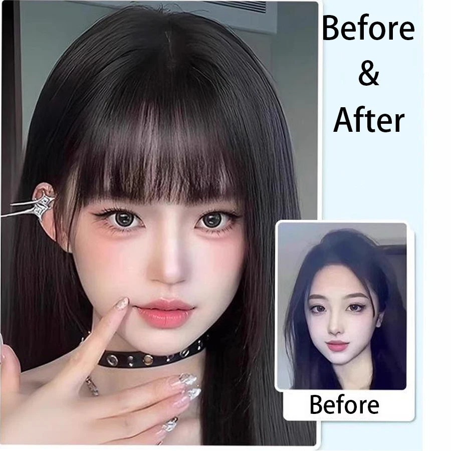 Easy-to-Use Clip-In Wispy Bangs for Women - Natural Look Synthetic Hairpieces, Heat Resistant