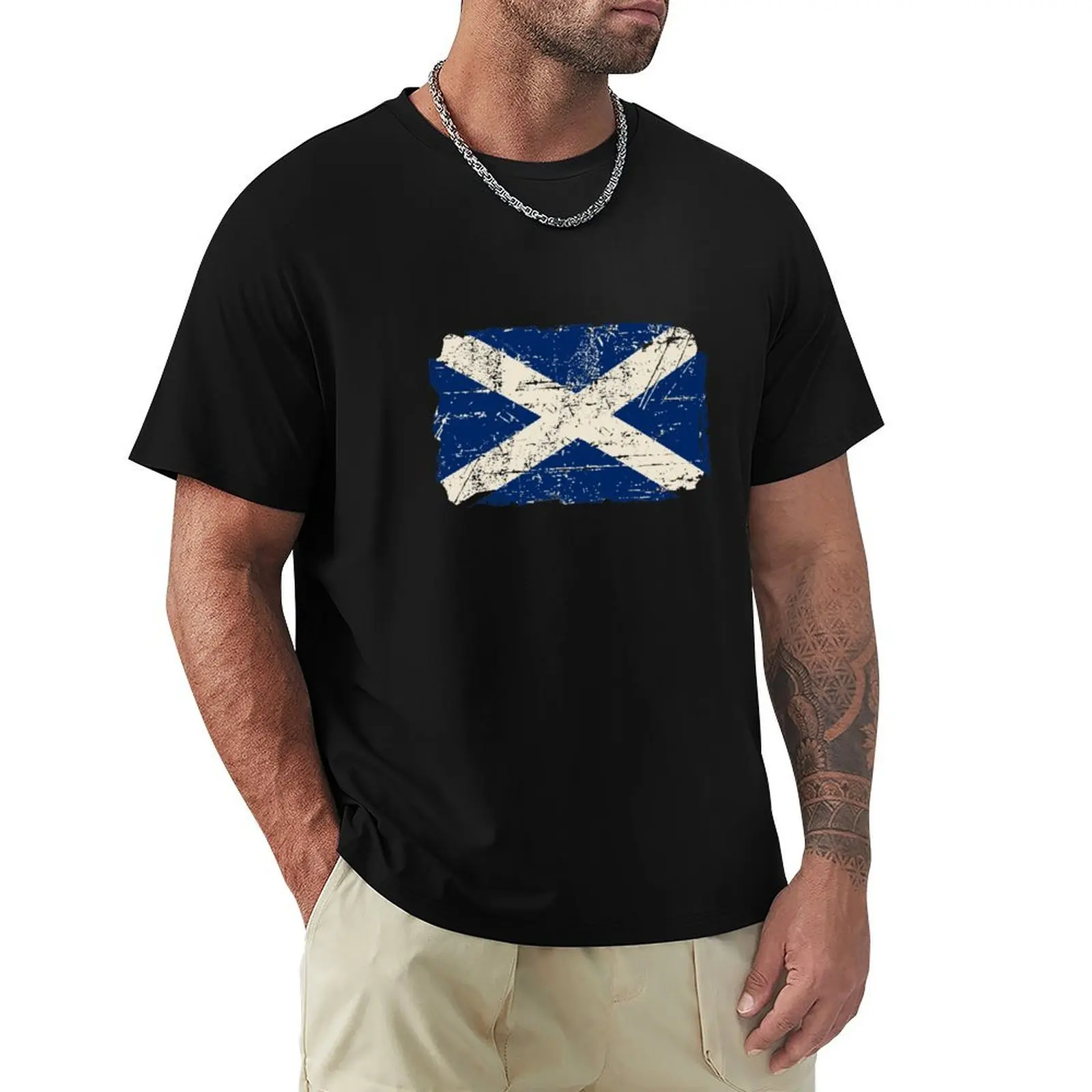 

Scotland Flag - Vintage Look T-Shirt kawaii clothes customizeds summer tops clothing for men