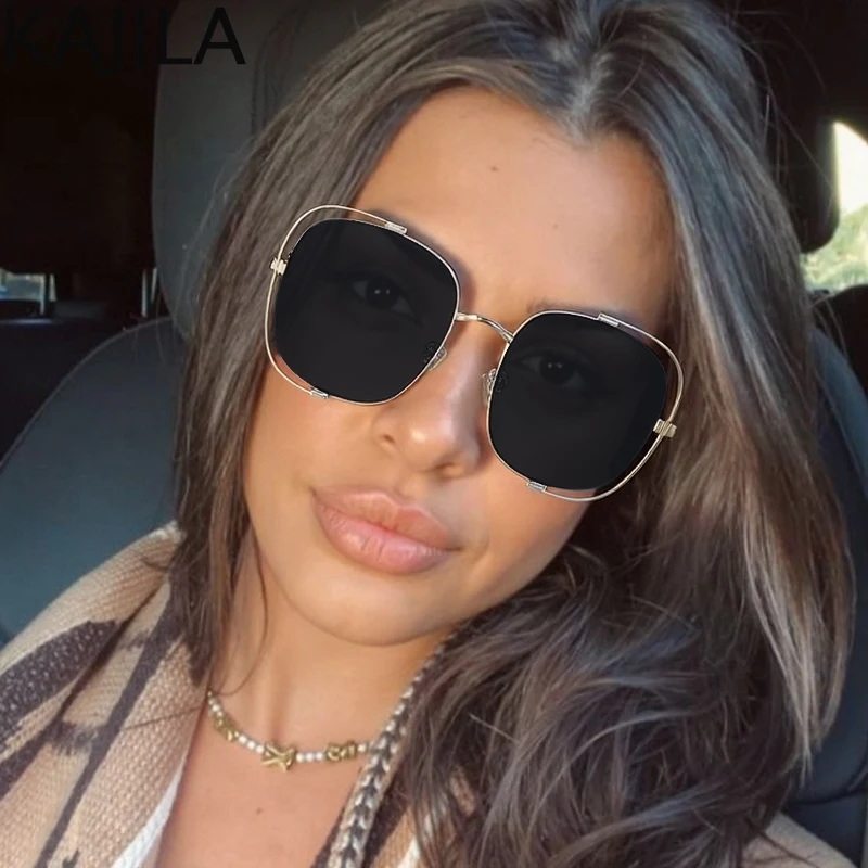 

Oversized Square Punk Sunglasses Women Big Frame 2025 Luxury Brand Vintage Metal Frame Sun Glasses For Ladies Shades UV400