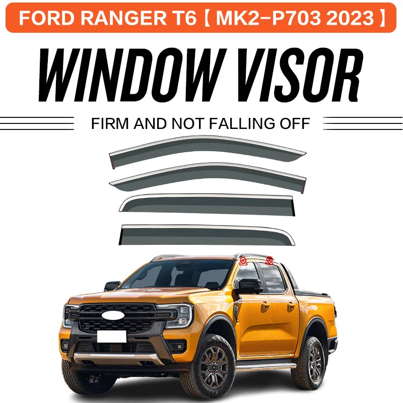 

For Ford Ranger Raptor T6 2011-2022 2023 Plastic Window Visor Vent Shades Sun Rain Deflector Guard 4PCS/SE