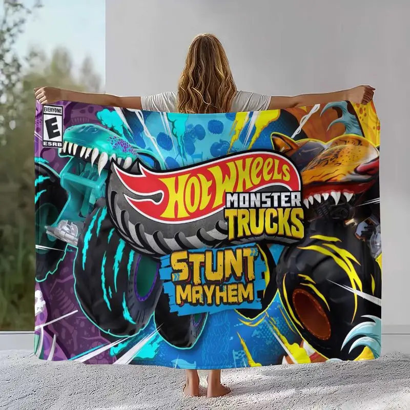 H-Hot Wheels Track Cityscape Racing Cartoon Flannel Throw Blanket,Cozy Warm Blanket for Bed,Sofa,Living Room,Camping,Home Decor