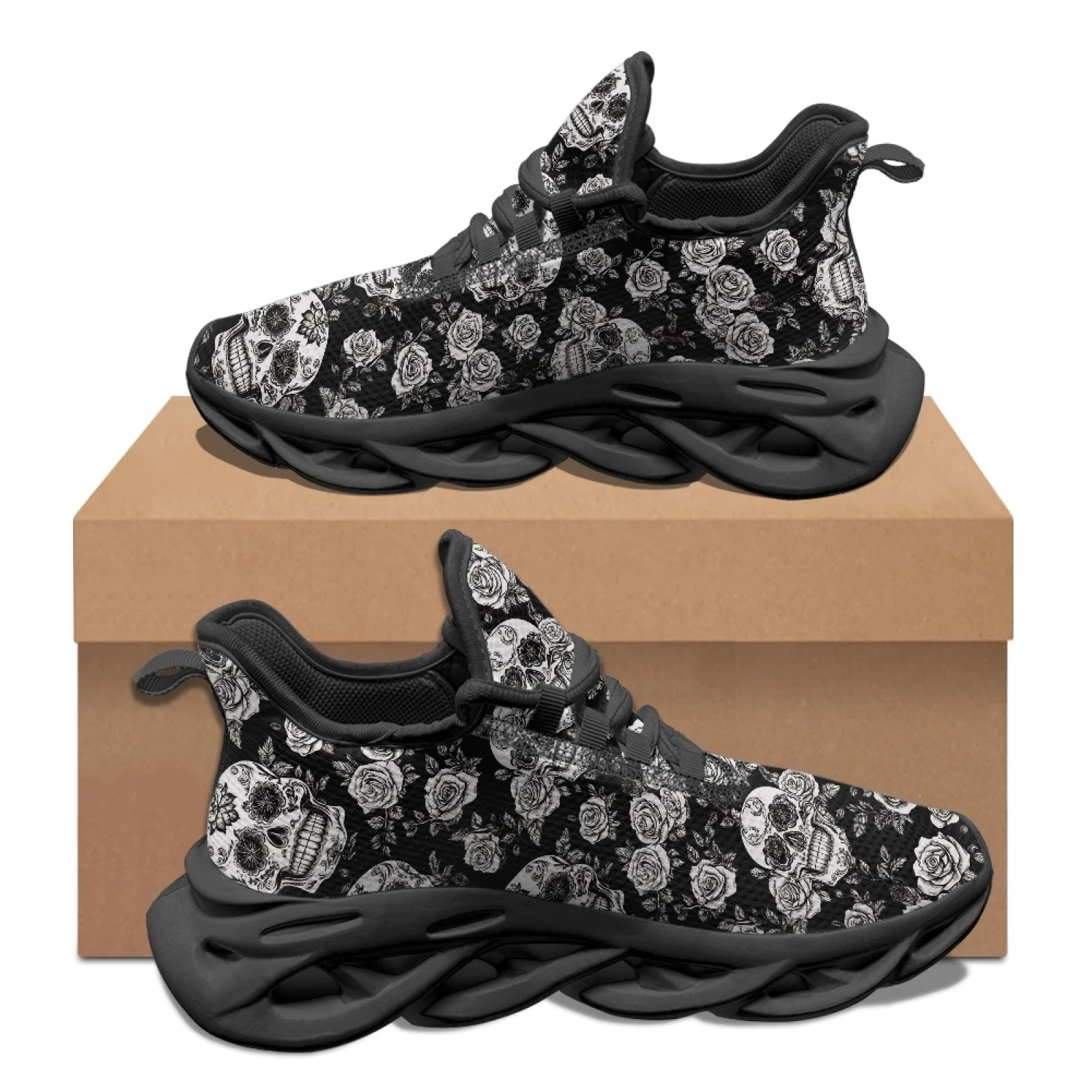 PENSTROLL Skull Rose Lightweight Athletic Sneakers Men's Sneakers Running Shoes for Sport Non Slip Running Blade Sneakers