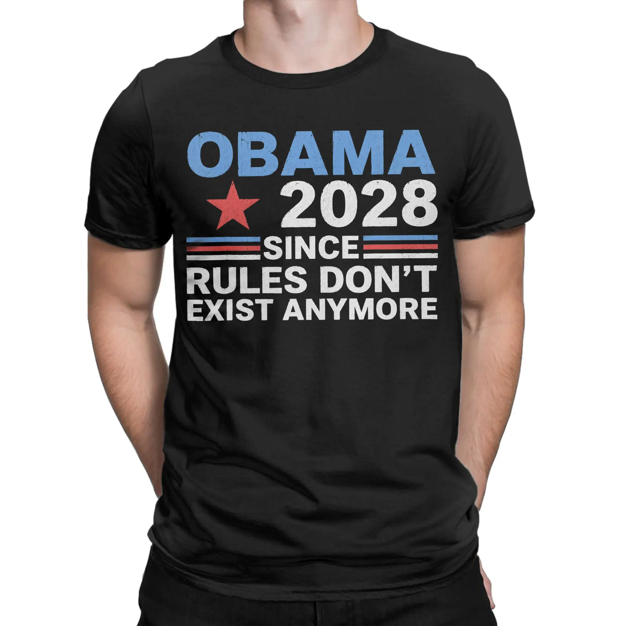 Obama 2028 Since Rules Don't Exist Anymore T-Shirt Male 100% Cotton T-Shirts Summer O Neck Hippie Tees Oversized Clothing
