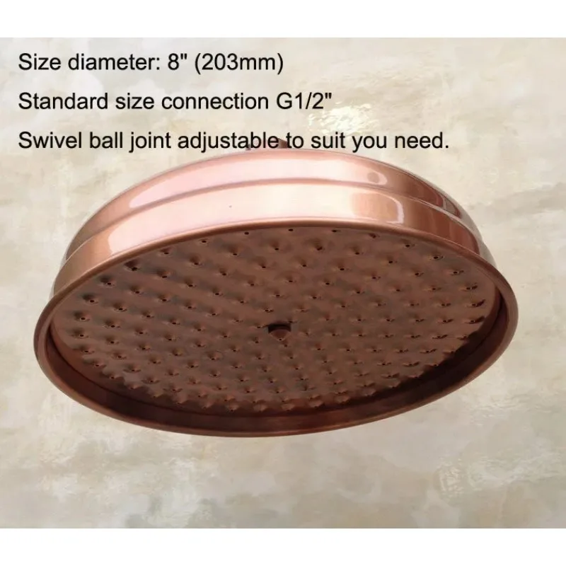 

Античная красная медь, круглая 8-дюймовая насадка для душа с дождевой насадкой, настенный кронштейн для удлинительной трубы, аксессуар для душа (стандарт 1/2 дюйма), Nsh100