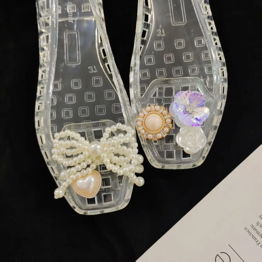 PVC Material Shoe Charms Seaweed Bead Transparent String Shoe Buckle Hole Design Detachable Bead Chain Fashion Accessories