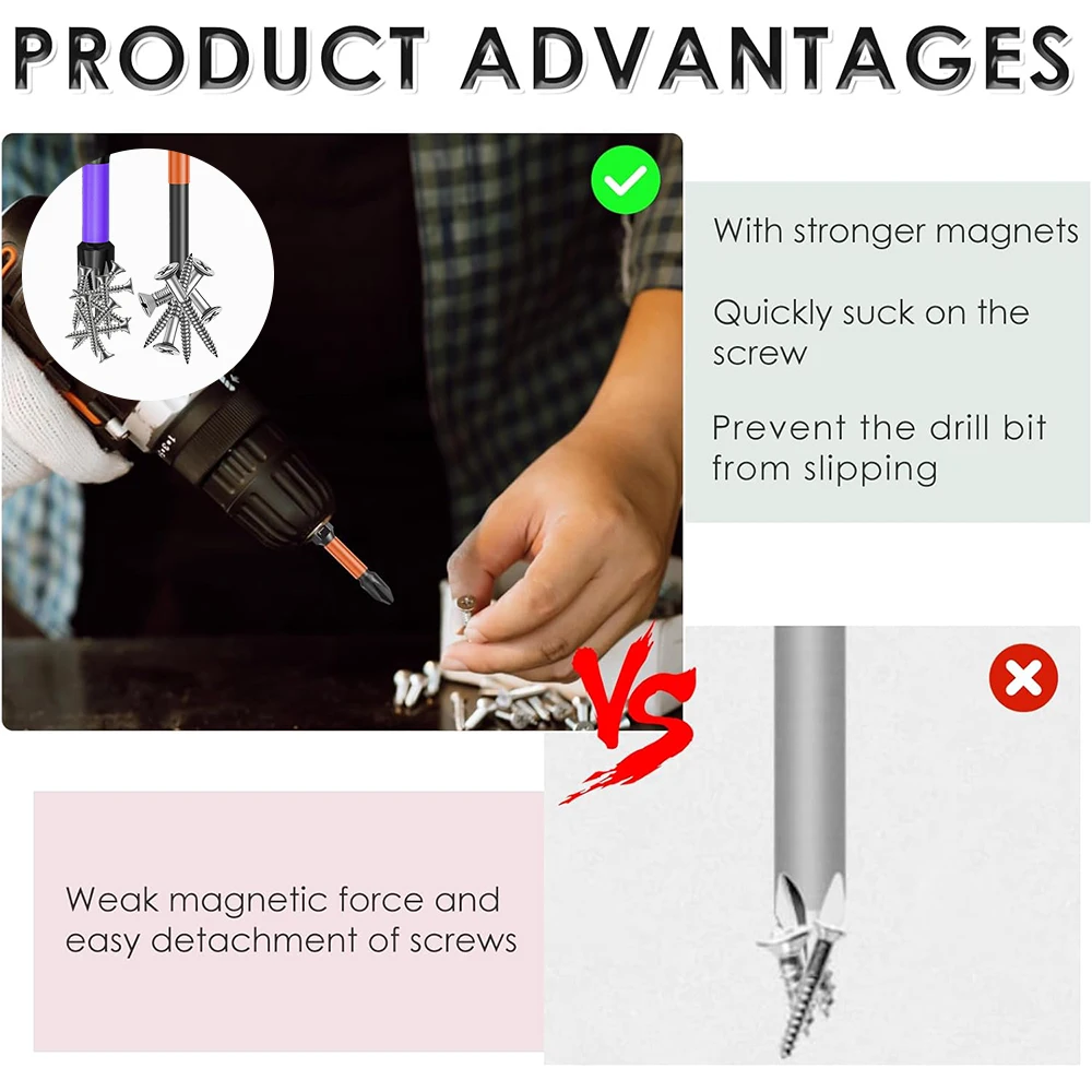 Zestawy wkrętaków magnetycznych Antypoślizgowe, odporne na wstrząsy końcówki wkrętaków udarowych z gniazdem przedłużającym Trzpień sześciokątny