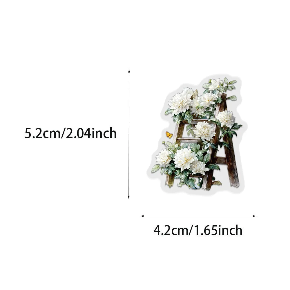 10/50 قطعة الإبداعية زهرة سلم Ins الرياح PET مادة شفافة ملصقات الزخرفية دراجة الأمتعة سكيت سطح المكتب #2