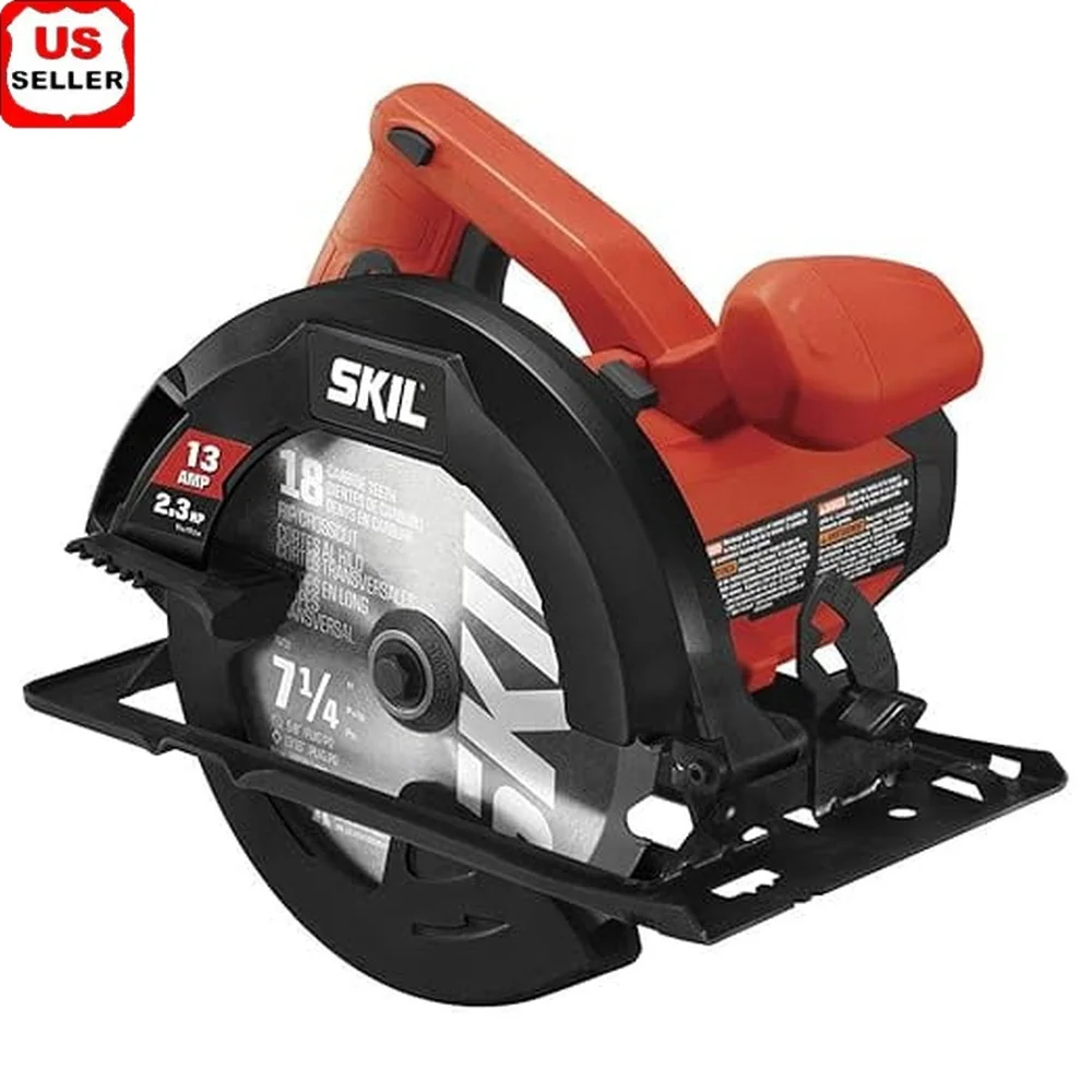 

Проводная электрическая циркулярная пила, 13 А, 7-1/4 дюйма, двигатель 2,3 л.с., 5300 об/мин, встроенный пылеуловитель, регулируемое коническое лезвие в комплекте