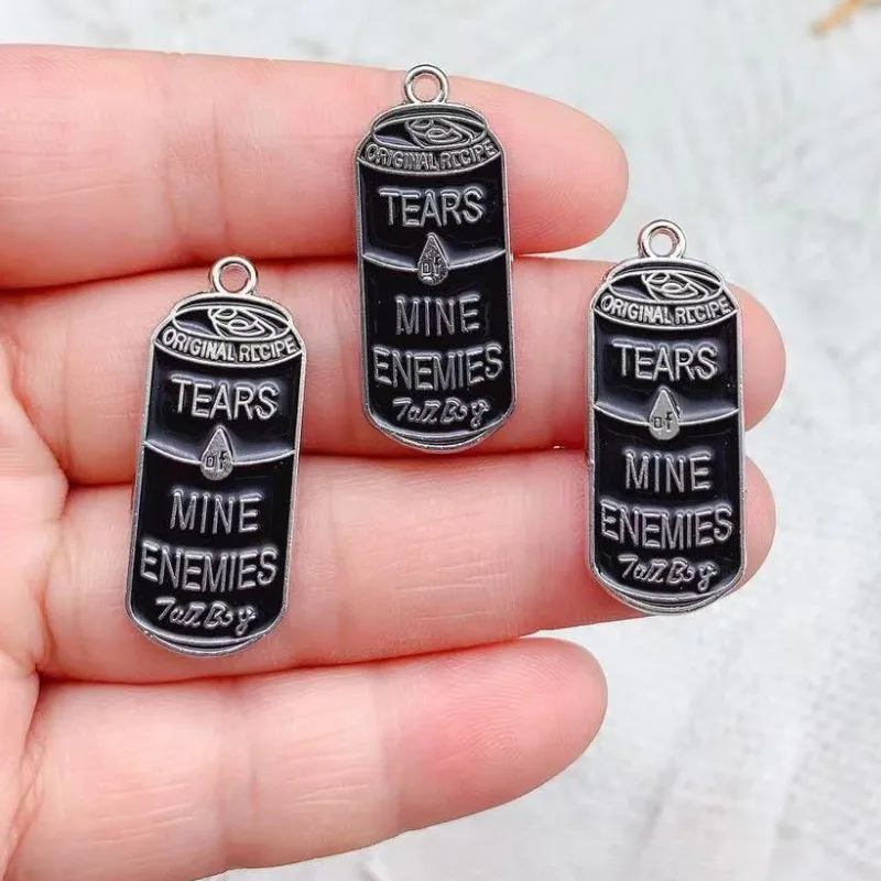 10pcs Enamel Tears Of Mine Enemies Beverage Cans Charm For Earring Bracelet Phone Chains Pendant Accessory Diy Gothic Jewelry