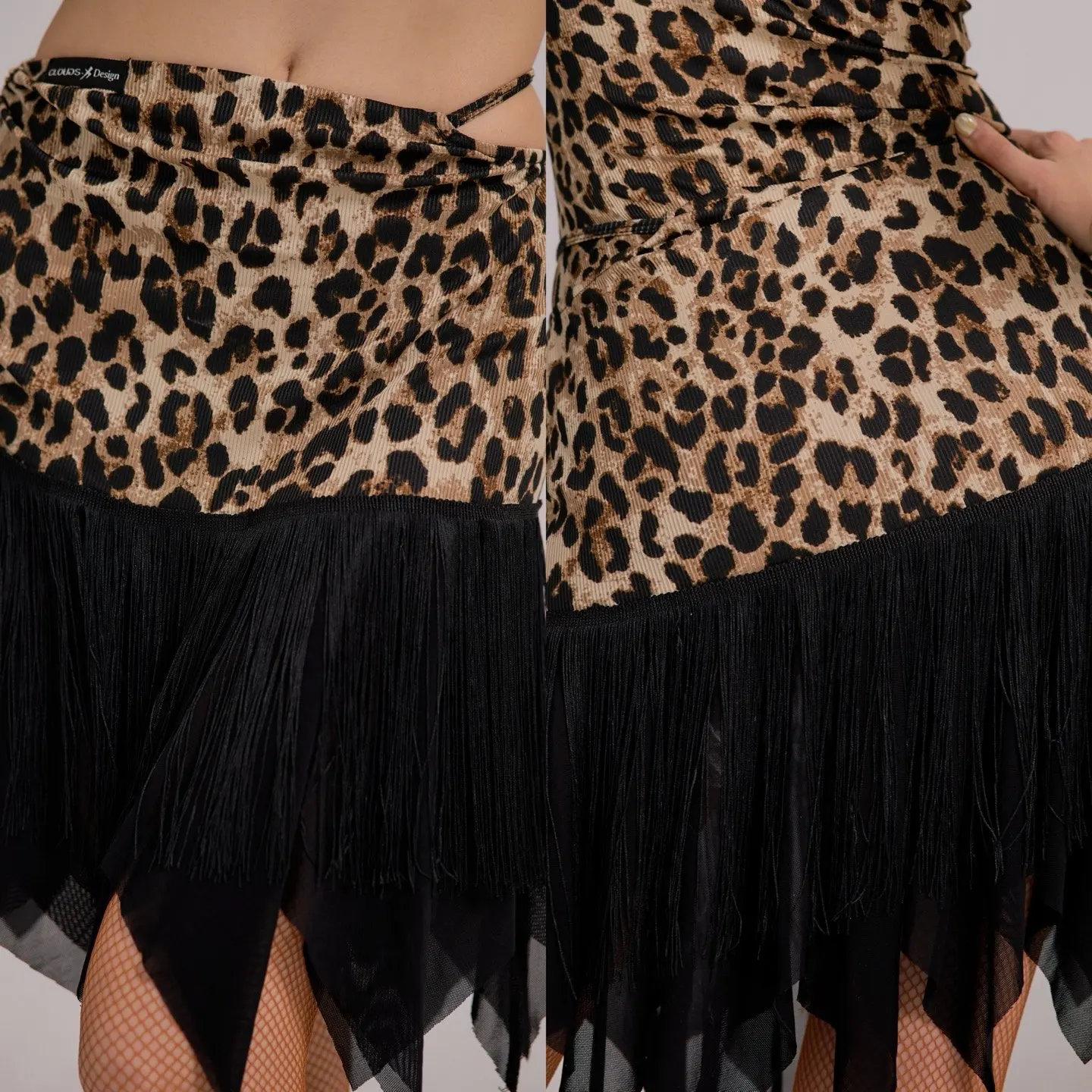 New Latin Dance Skirt Women Mesh Fringe Black Leopard Skirts Adult Rumba Samba Salsa Dance Performance Practice Clothes BL16965