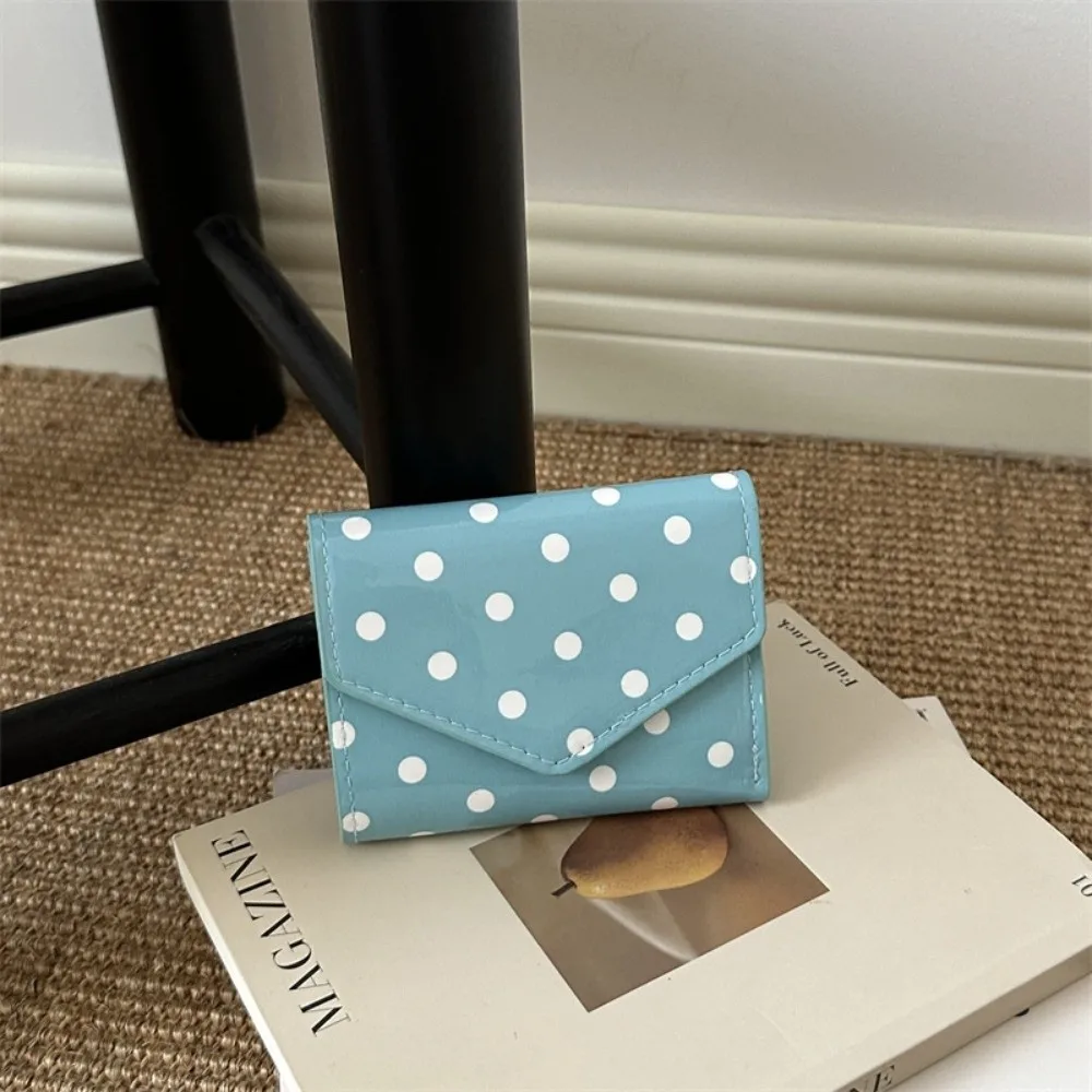 Compact Polka Dot Wallet Multiple Slots Wear Resistant Coin Clutch Purse Smooth Surface Zipper Women's Card Holder Casual