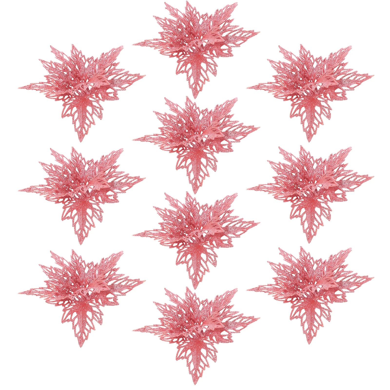 

10 Pcs Wreath Christmas Flower Ornaments Man Glitter Poinsettia Pe Tree Decorations