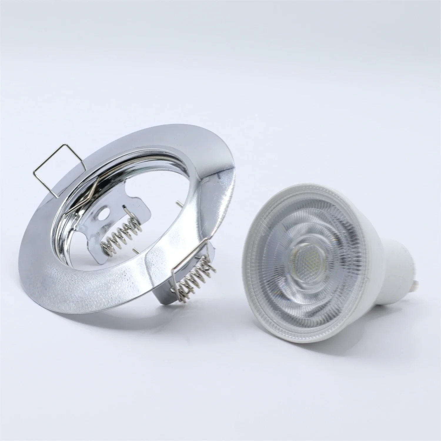 Zinc Alloy Round Chrome Color Cut Out 60mm LED Eyeball Recessed Ceiling Down Light Fixture Spotlight Fitting Frame