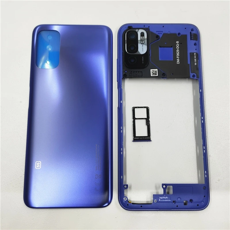 Kompletna obudowa z tylną klapką baterii + środkowa ramka + przyciski głośności + obiektyw aparatu + tacka SIM do Xiaomi Redmi Note 10 5G M2103K19 — zdjęcie produktu 2