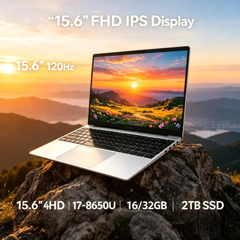 

Popular 15.6' 120Hz FHD IPS Laptop with Intel I7-8650U, 16/32GB RAM, 2TB SSD, Backlit Keyboard & Durable Long-Life Battery
