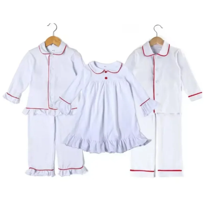 

Hot Sale Kids Cotton Christmas Clothes Long Sleeve White Children Boys Girls Pajamas Baby Pyjamas Set