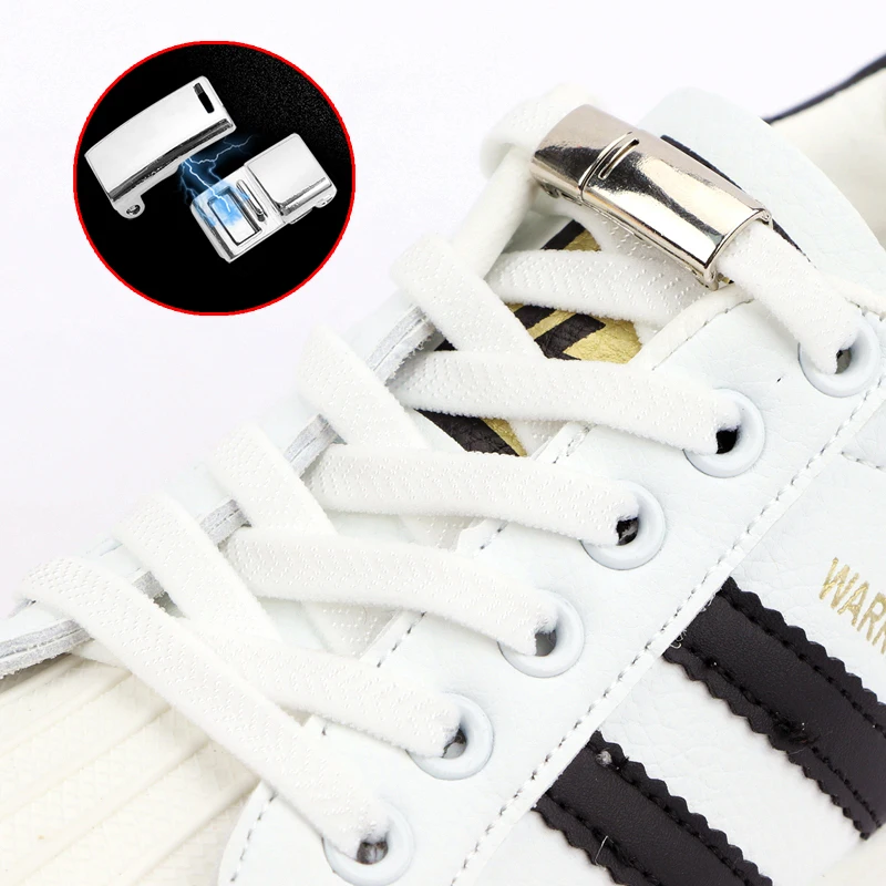 1 Pair New Elastic Shoe Laces Magnetic Locking No Tie Shoelaces Flat Used For All Shoes Sneakers Child Adult Lazy Shoelace