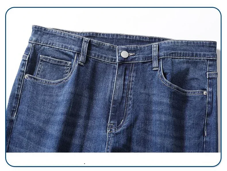2027 Neue Herbst-Winter-Soft-Stretch-Jeans für Herren, Business-Casual, schmale, gerade Jeanshose, koreanische blaue, graue Arbeitshose für Männer – Detail 12