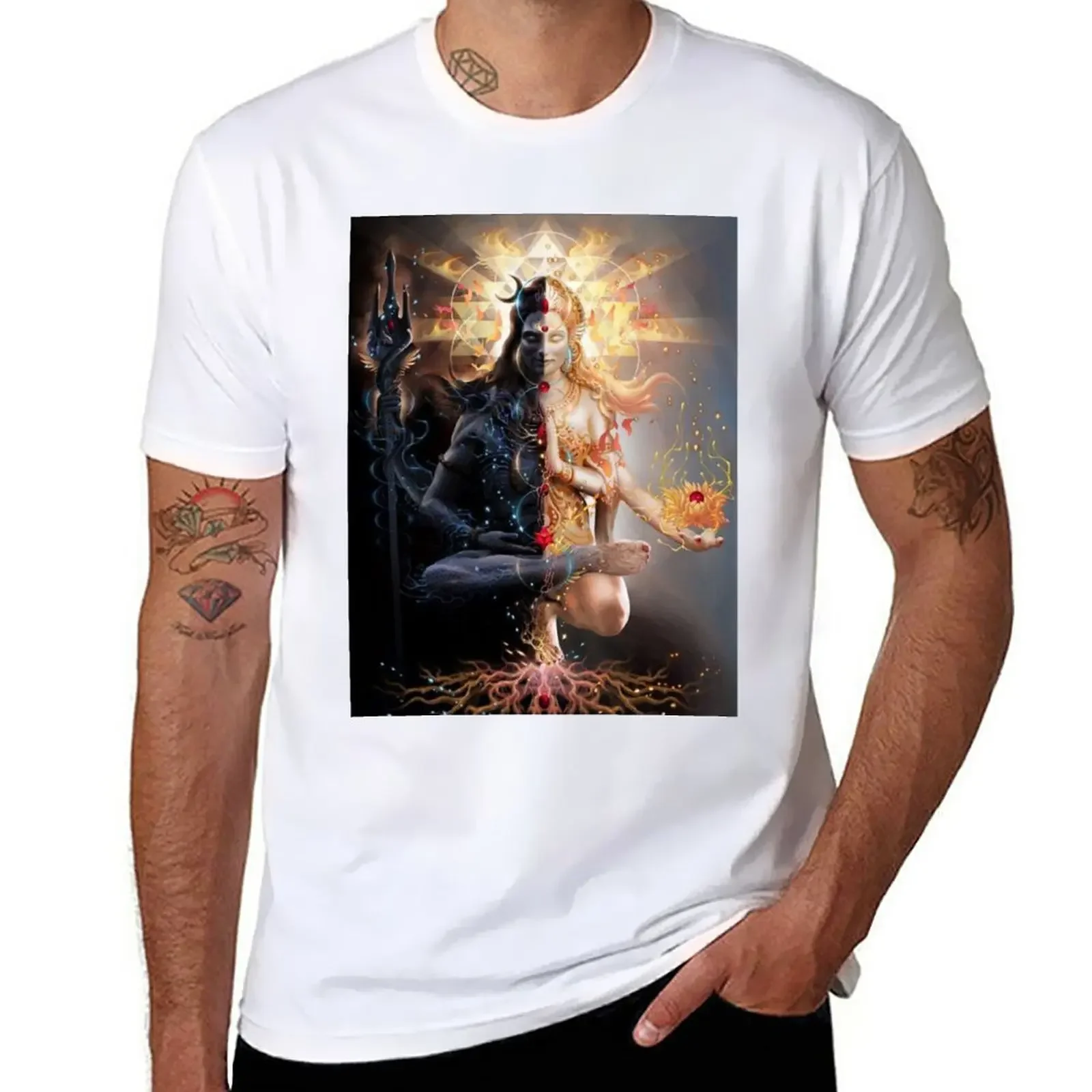 new edition blacks men t shirts Shiva and Parvati (Masculine and Feminine) Shakti T-Shirt  streetwear  COTTON  vintage t shirt