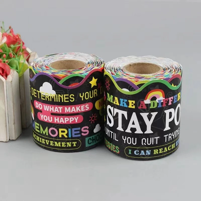 Bordas do quadro de avisos borda recortada incentivar guarnição para decoração de sala de aula borda decoração papel de fundo 16m-pzzw