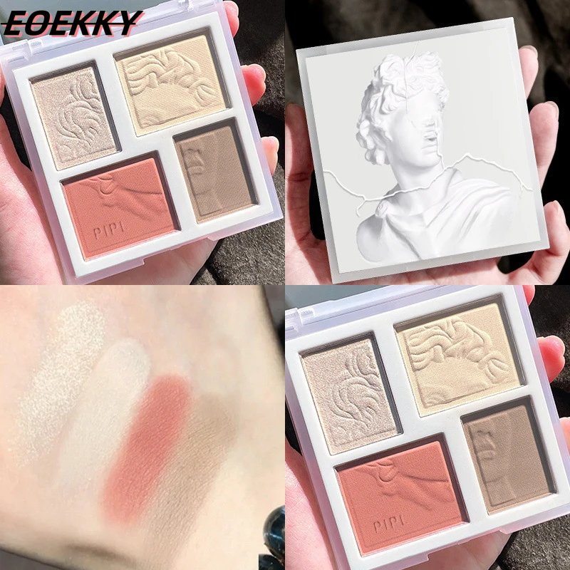 EOEKKY- Can 4 color highlights and contour face bronzer face makeup combination palette - Blush palette Korean cosmetics