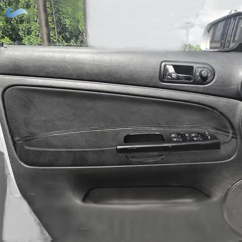 Для VW Passat B5 1998 1999 2000 2001 2002 2003 - 2005 LHD 4 шт. крышка подлокотника для межкомнатных дверей отделка замшевая кожа черная линия