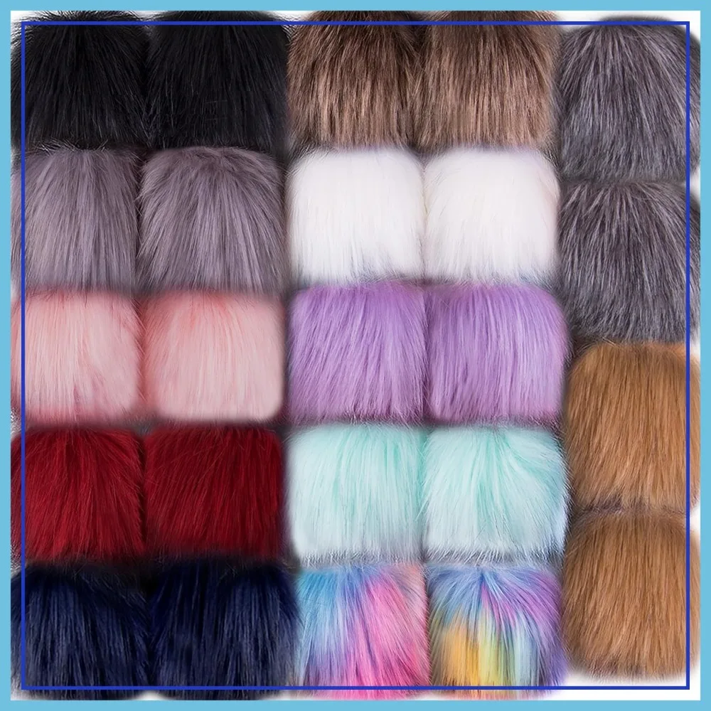 

24 Pieces Faux Fur Pom Poms with Elastic Loops for Hats, Scarves, Bags, Keychains, Gloves - 12 Bright Colors
