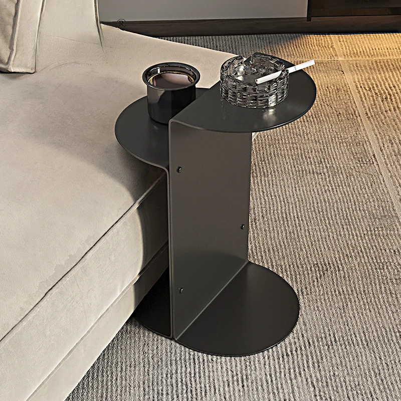 Minimalist stainless steel black titanium edge table corner table card sofa living room bedroom style small coffee table