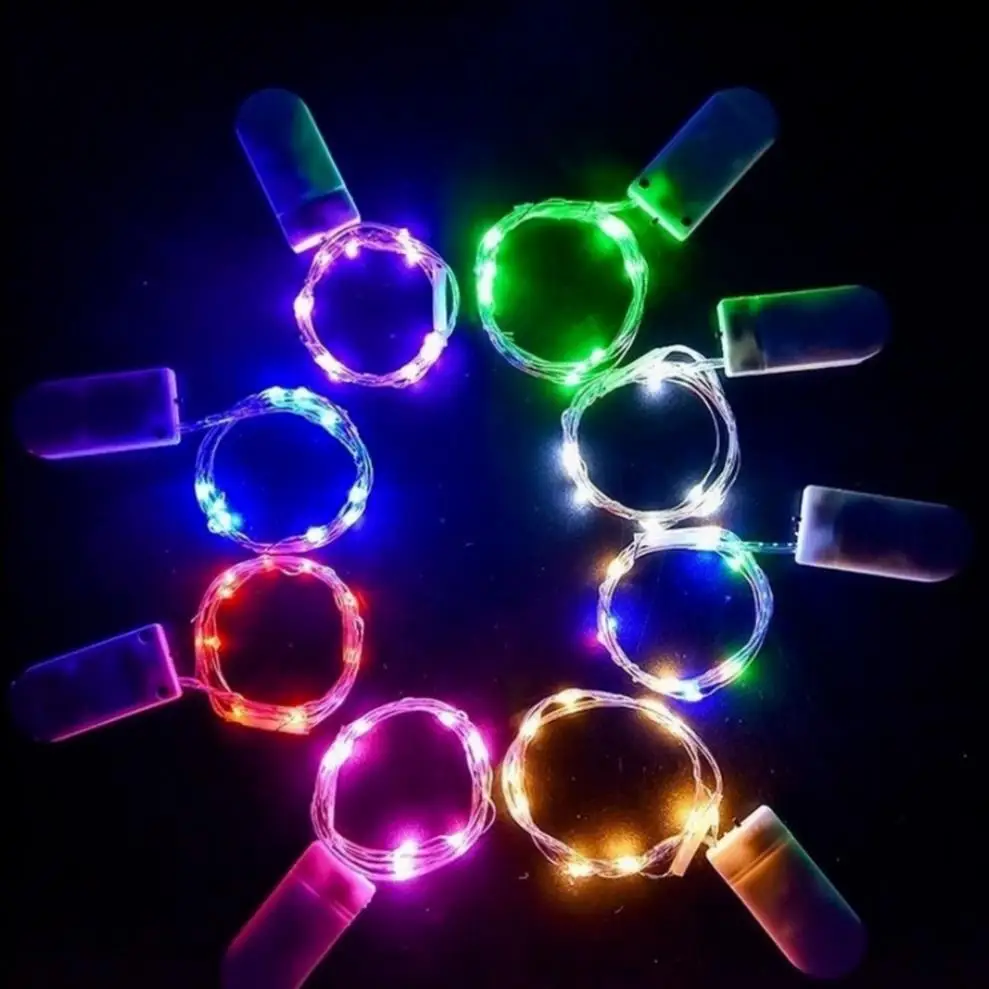 10 sztuk z baterią 2 metry drut miedziany łańcuchy świetlne LED światła led oświetlenie świąteczne wróżka girlanda na choinkę Party Decor